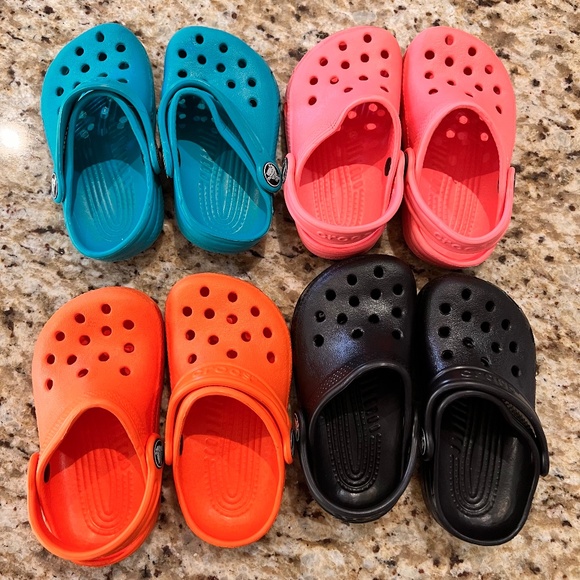 CROCS Other - VINTAGE CROCS (blue and black were not even worn)🧡🖤💙🩷 Toddler size 6-7